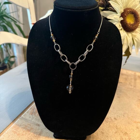 Silpada 925 Sterling Silver Chainlink Beaded Y Necklace - Picture 3 of 10